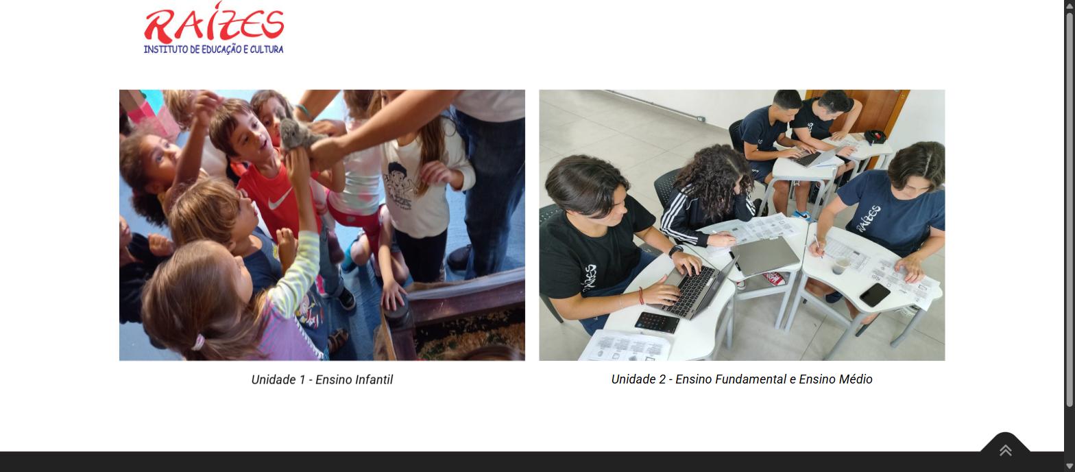 Captura da página inicial de raizesescola.com.br